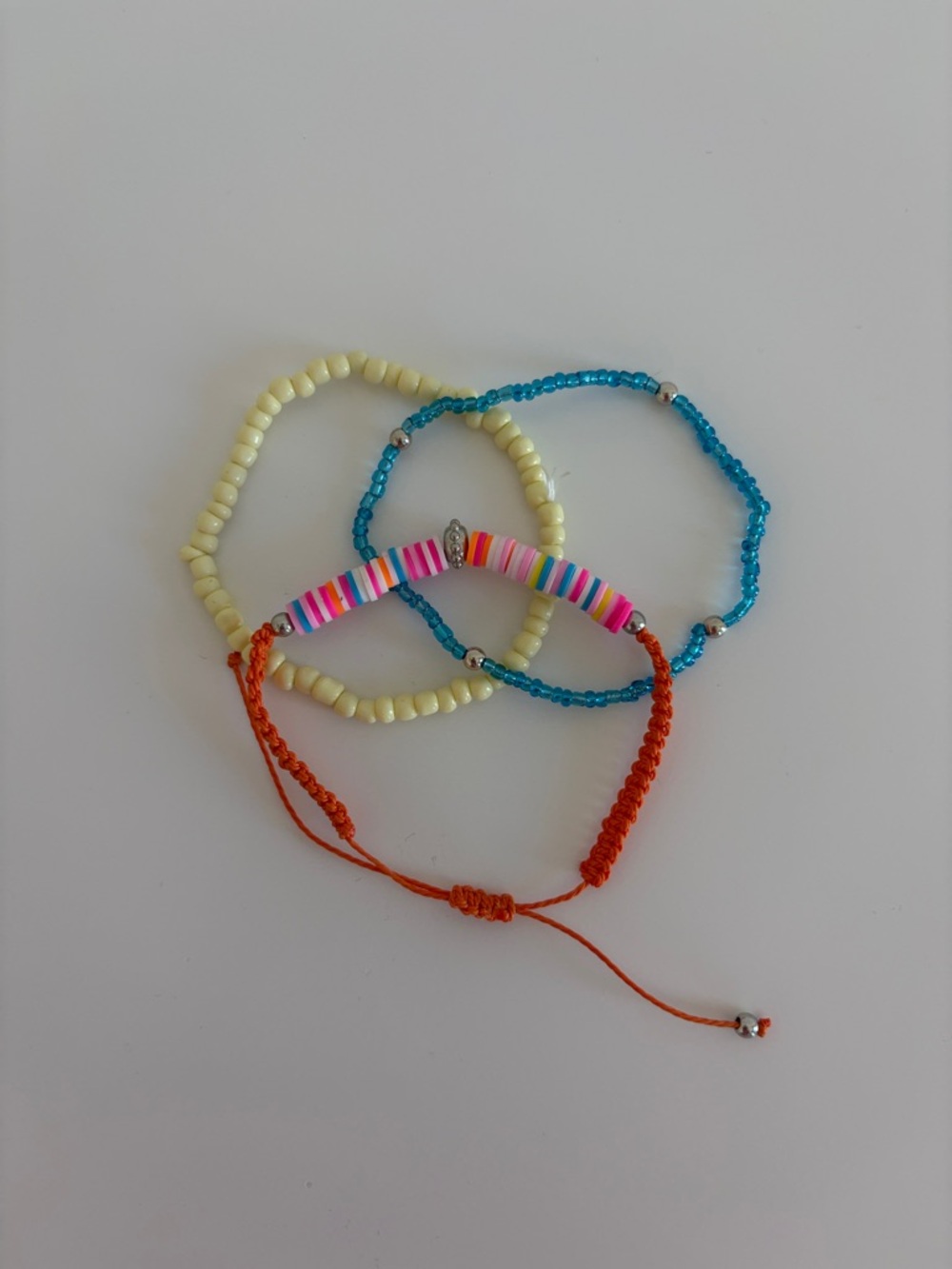 Kids Multicolor Beaded Bracelet Set - Yellow, Blue, Orange